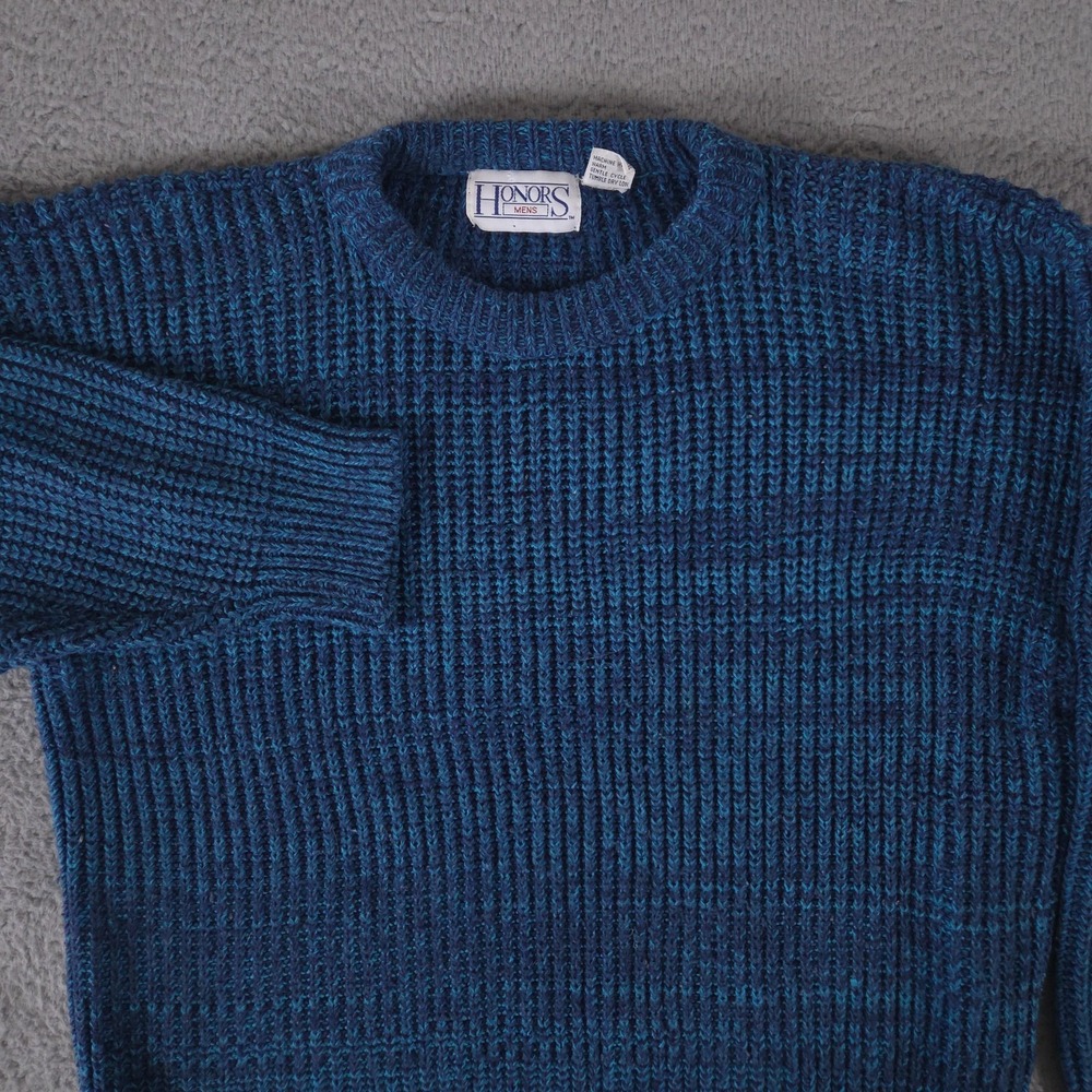 VINTAGE Honors Sweater Mens XL Blue Chunky Knit Heavy Outdoor Grandpa 80s 90s